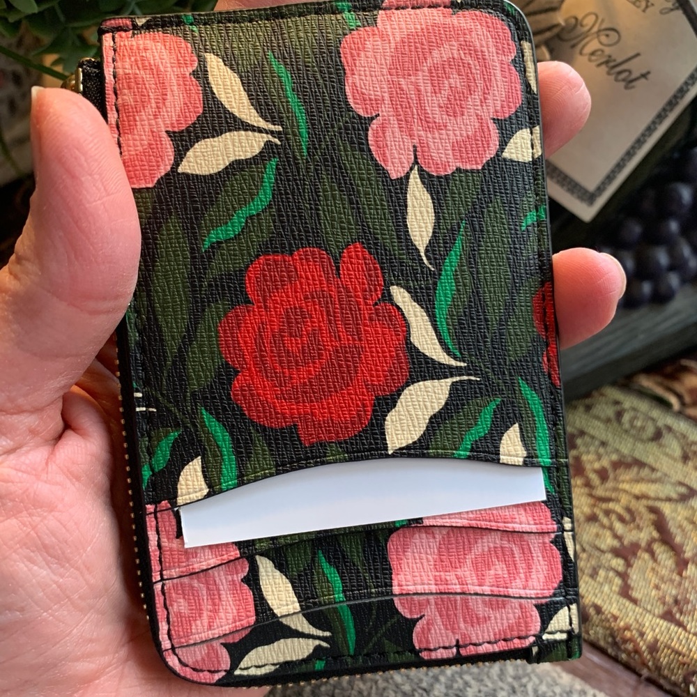SOLD⛔️Authentic KATE SPADE flowers Leather L-Zip card case/Keychain - Picture 9 of 10